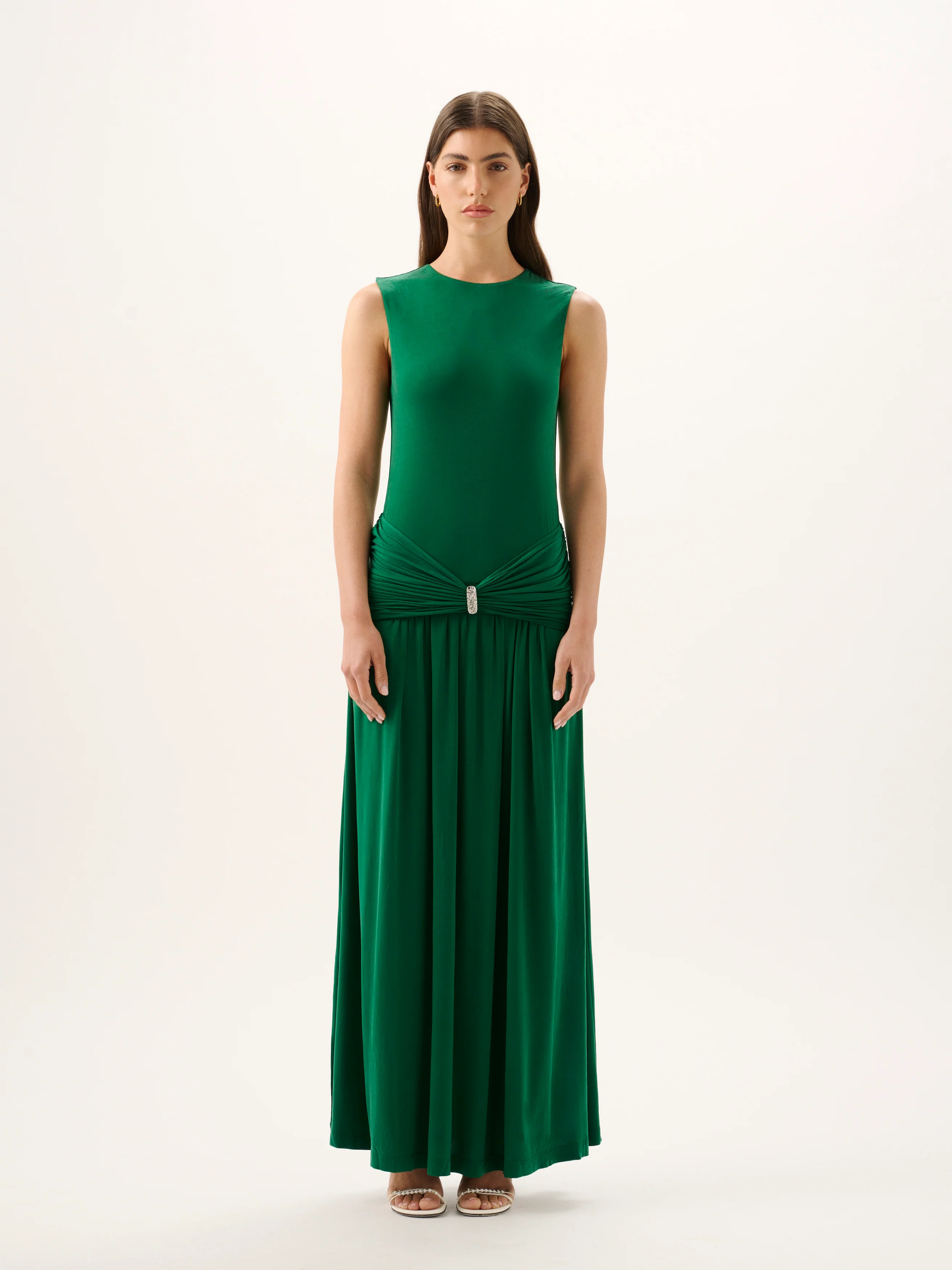 IBIZA CUPRO GOWN | EMERALD - Image 3