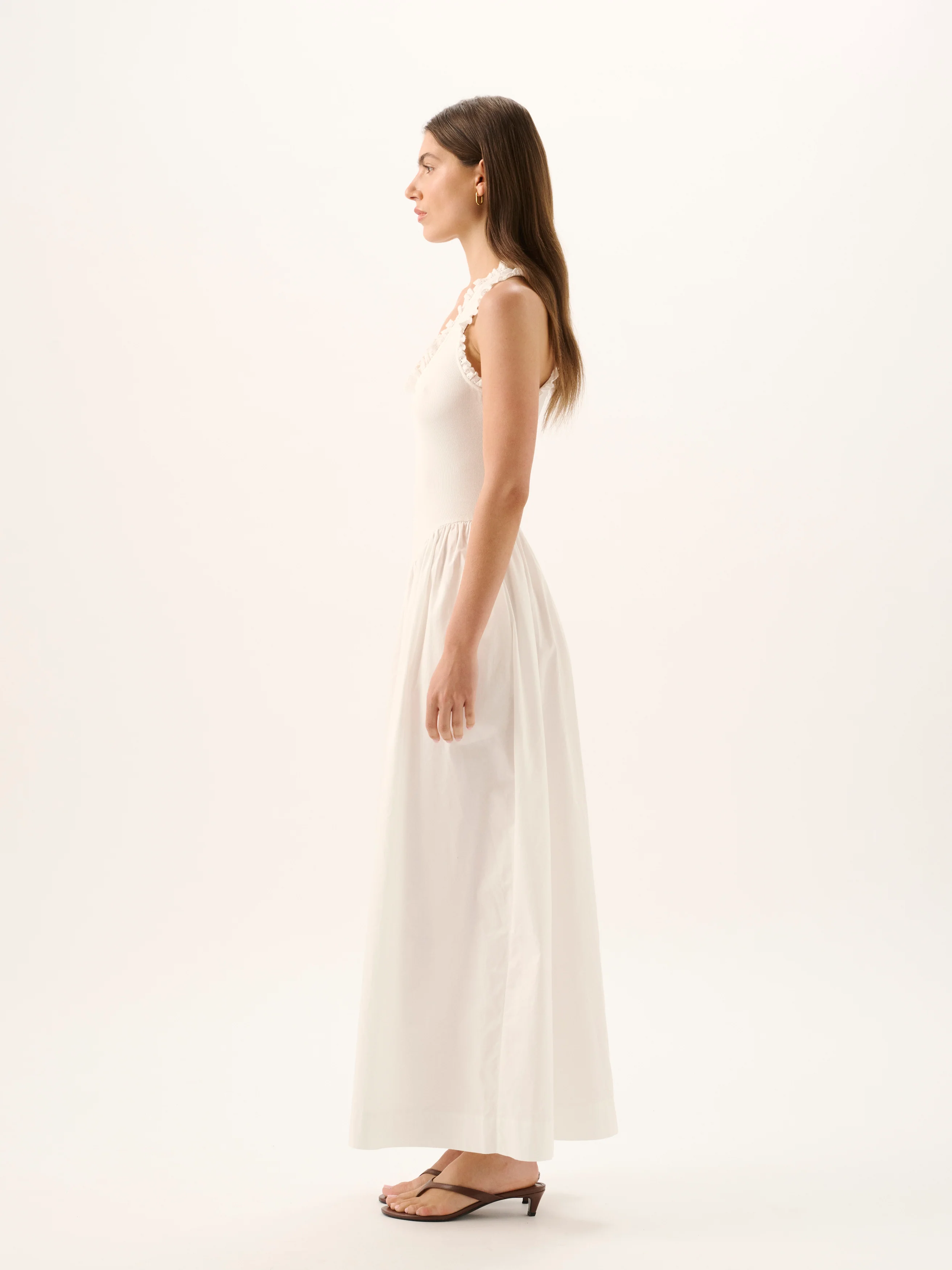 LUCY RIB MAXI DRESS | WHITE - Image 3