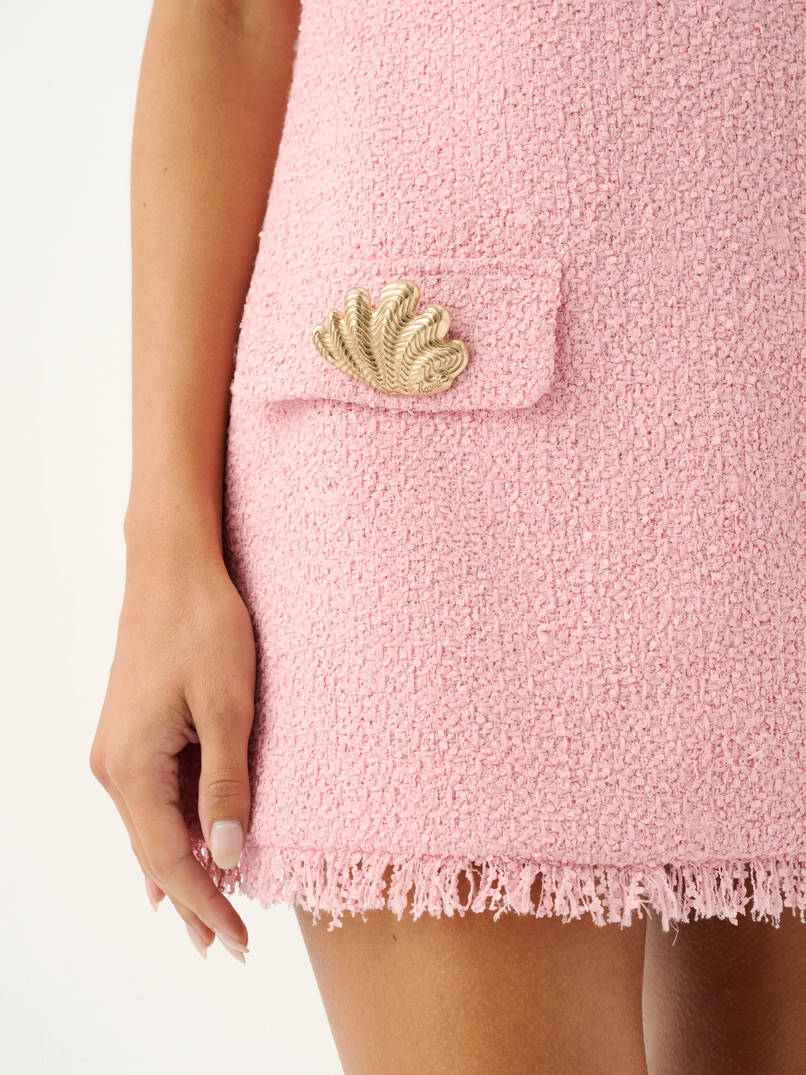 MIA BOUCLE MINI DRESS | BABY PINK - Image 6