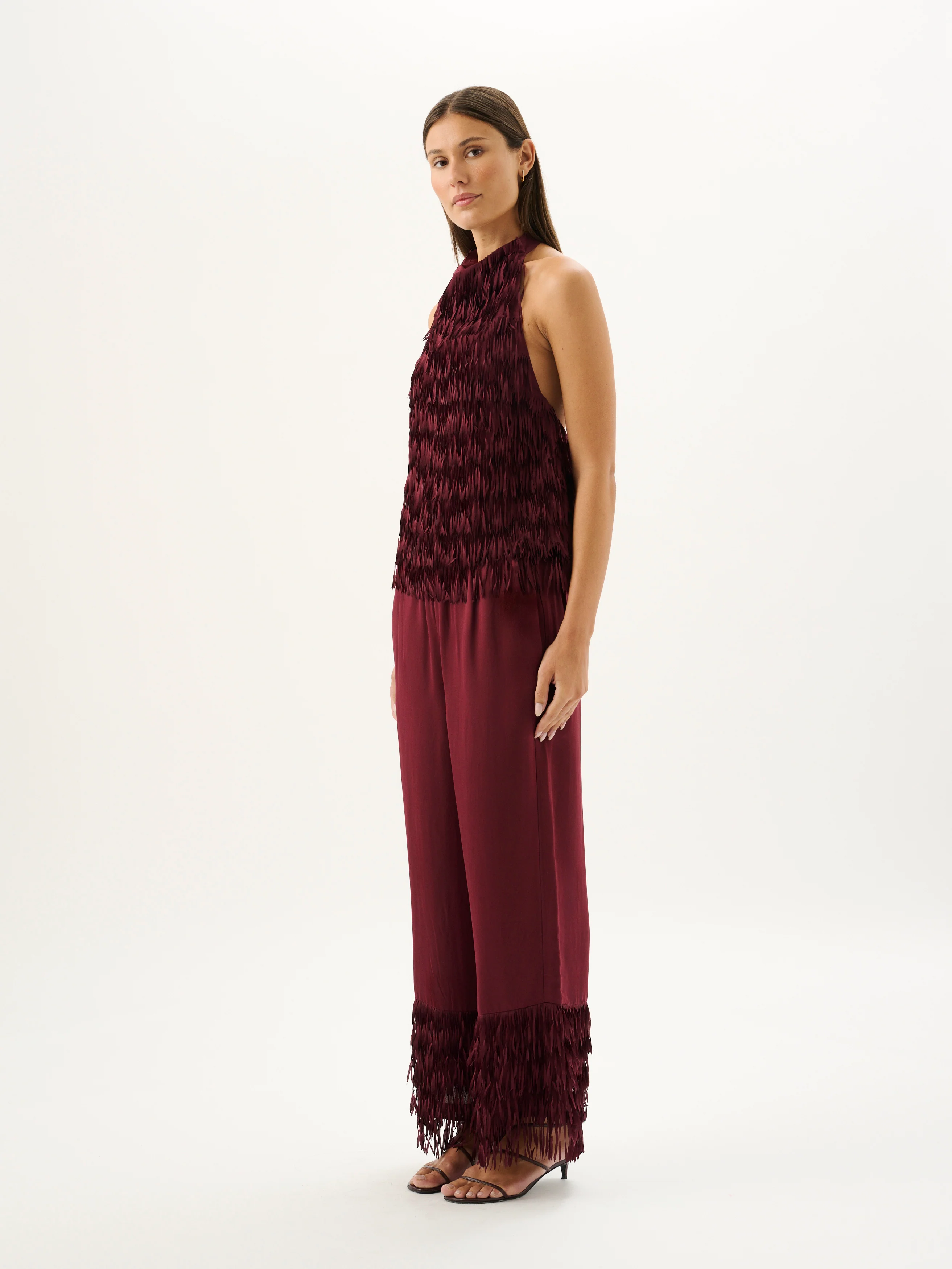 PETALO FRINGE PANT | SANGRIA - Image 2