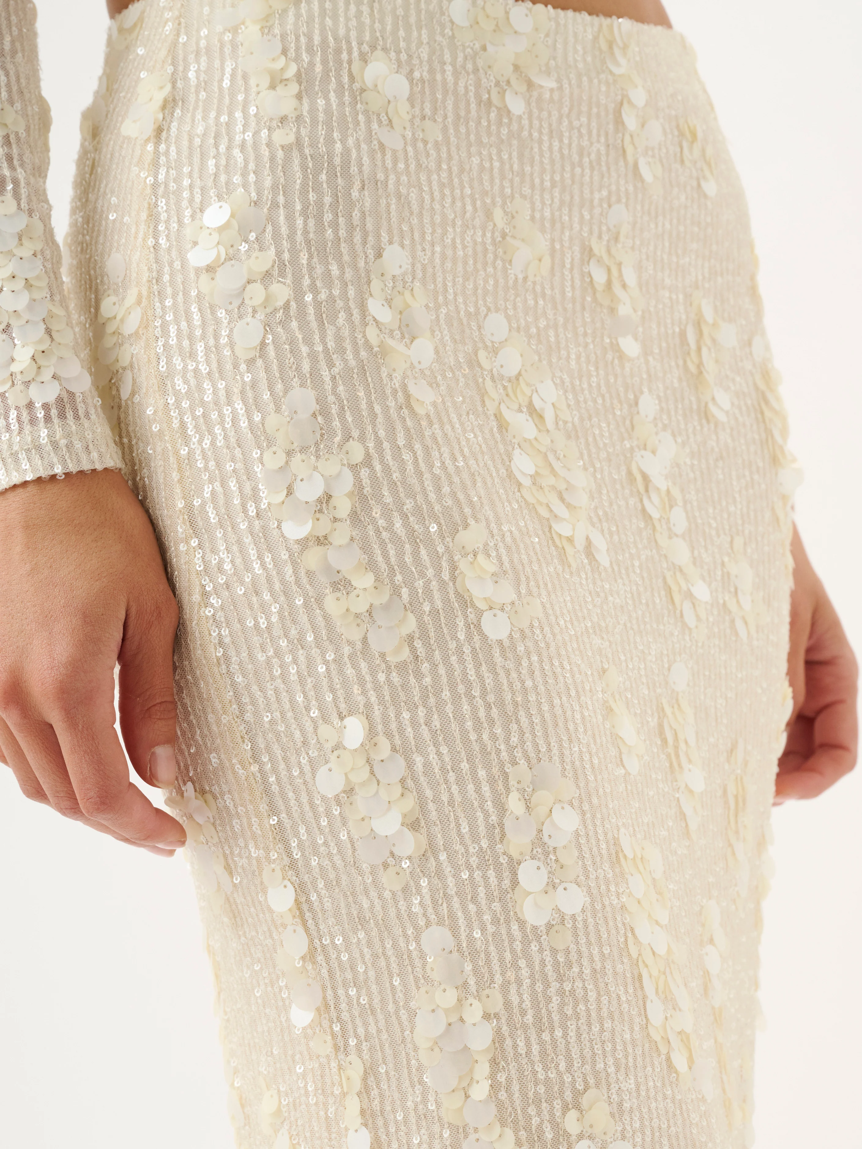 YVES SKIRT | IVORY SEQUIN - Image 3